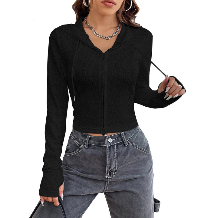 Sweat à capuche cropped pour femmes avec capuche élégante et fermeture éclair Levoire