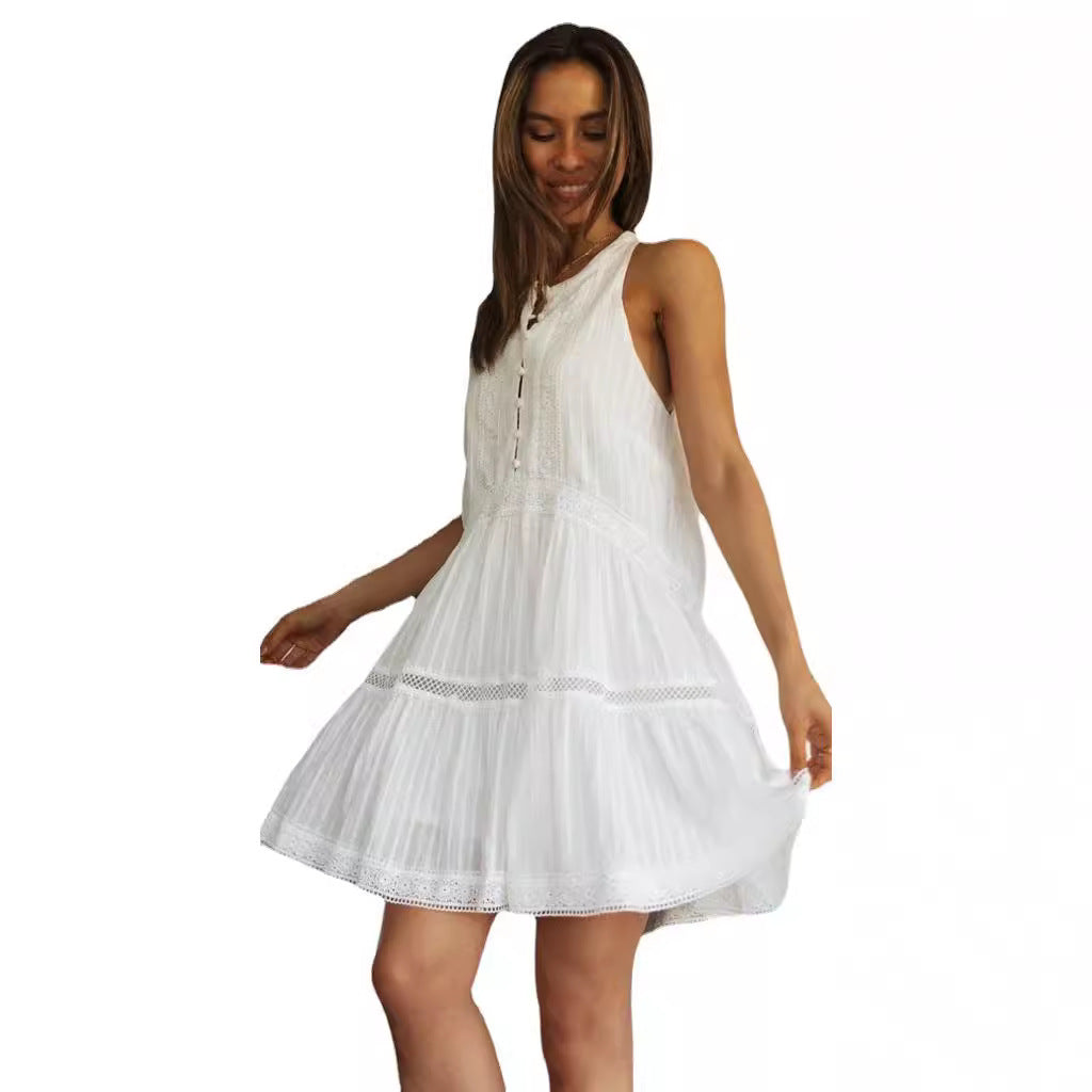 Robe d'été aérienne pour femmes au style bohème avec des accents de dentelle délicate et un ourlet ludique Levoire