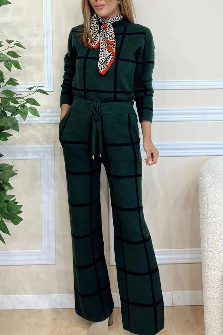 Ensemble de détente confortable pour femmes avec un motif à carreaux à la mode et des poches pratiques Levoire