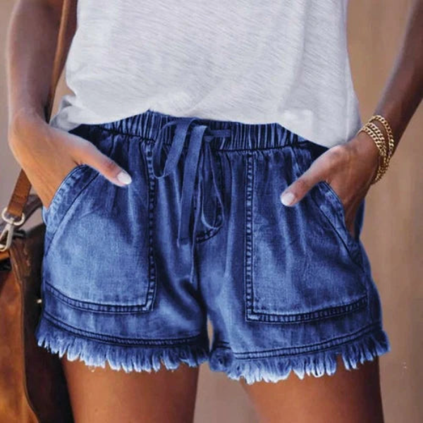 Levoire | Short En Jean Avec Taille Élastique Bleu foncé