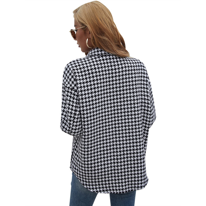 Chemise d'automne décontractée pour femmes dans un motif pied-de-poule tendance avec coupe décontractée Levoire
