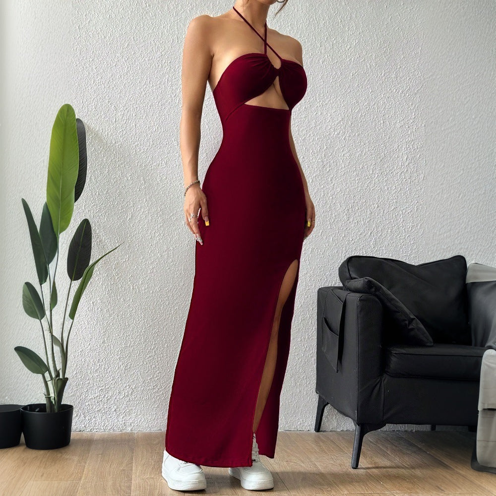 Robe maxi femme avec découpe élégante et fente excitante Levoire