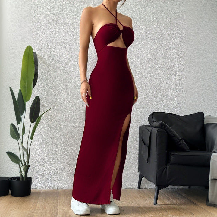 Robe maxi femme avec découpe élégante et fente excitante Levoire