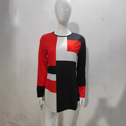 Levoire | T-shirt à col rond à motifs tendance à manches longues