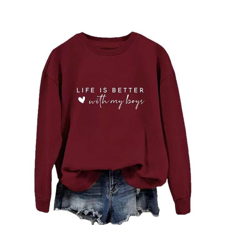 Pull femme confortable à col rond avec impression inspirante Levoire