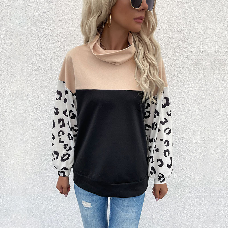 Sweat-shirt féminin à la mode avec imprimé animal et col montant Levoire