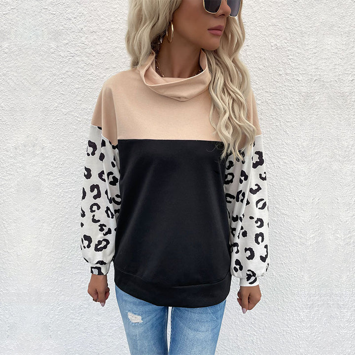 Sweat-shirt féminin à la mode avec imprimé animal et col montant Levoire