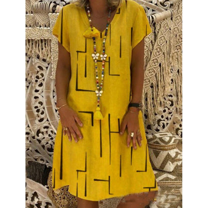 Levoire | Robe à encolure en V à motif tendance Jaune