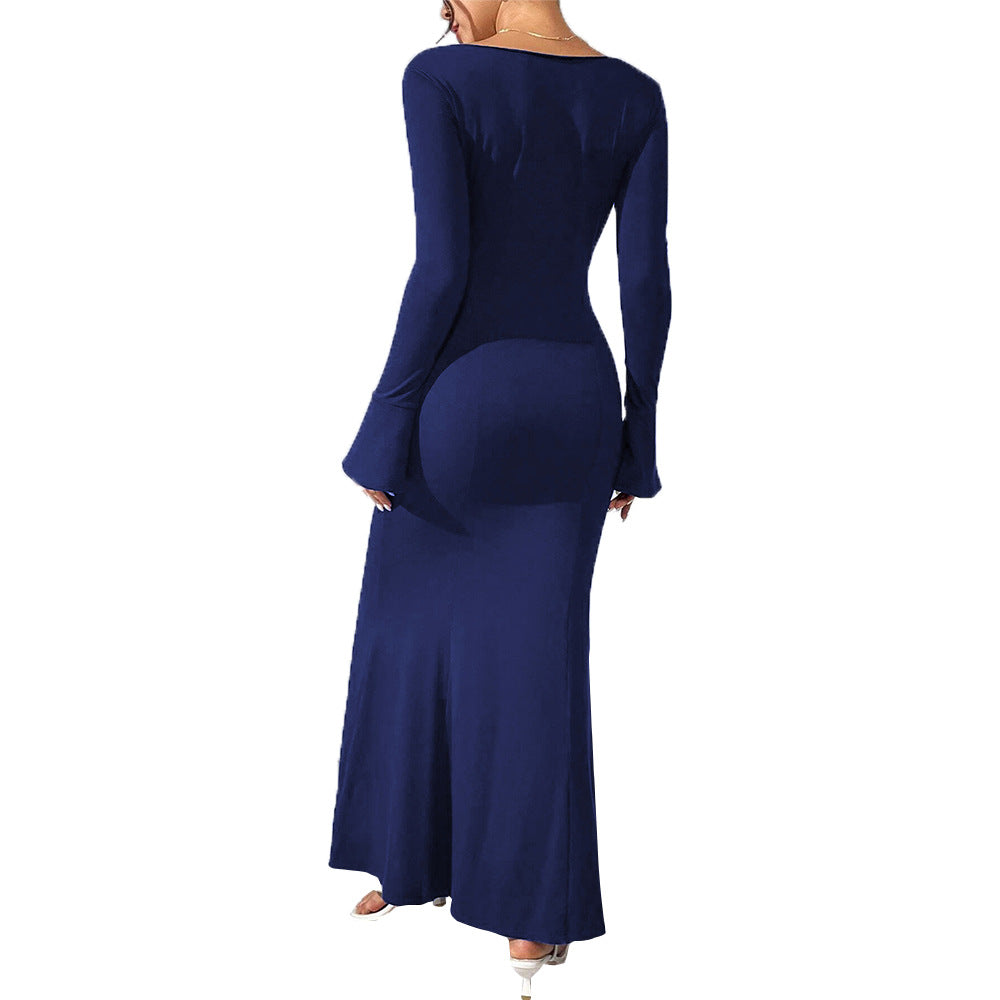 Robe maxi pour femme avec un élégant col en V et un ourlet fluide Levoire