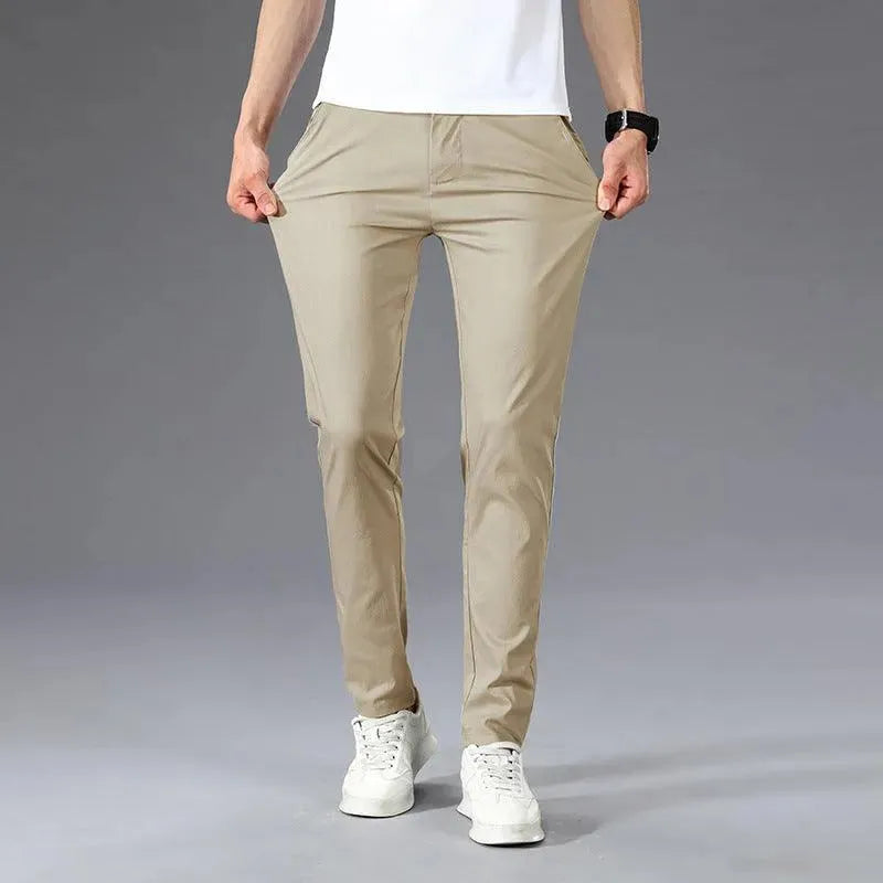 Levoire | Pantalons droits fins pour homme Khaki