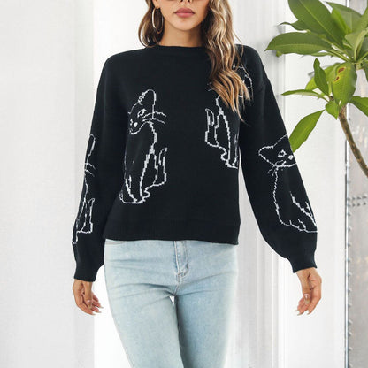 Levoire | En Tricot À Imprimé Chat