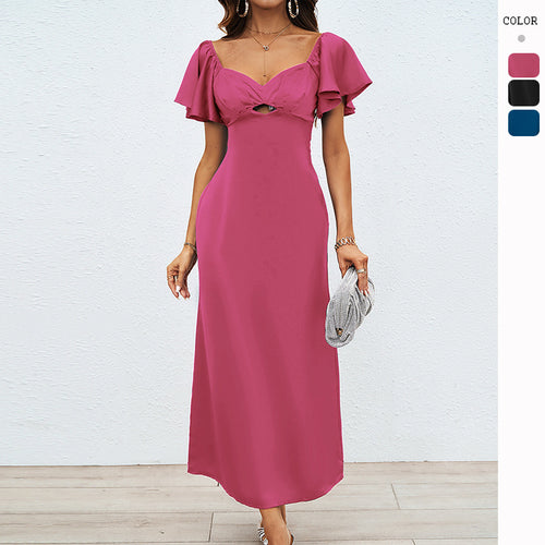 Vêtements maxi pour femmes avec design décoletté, détail de nœud élégant et tissu fluide Levoire