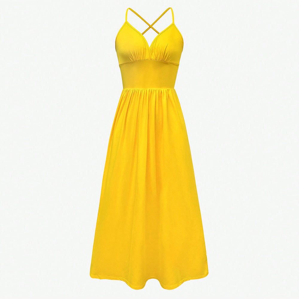 Robe maxi femme avec décolleté en V profond et fente latérale sexy Levoire