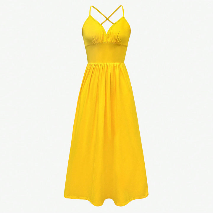 Robe maxi femme avec décolleté en V profond et fente latérale sexy Levoire