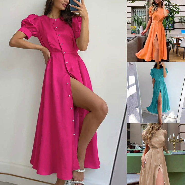 Robe chemise mi-longue pour femme avec boutons et fente latérale Levoire