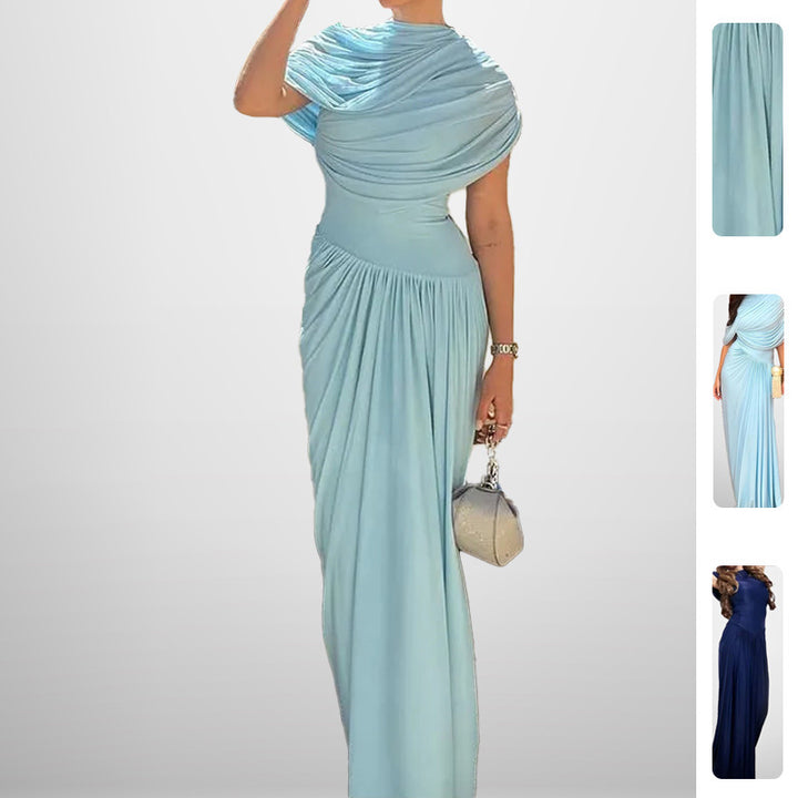 Robe Maxi Enveloppante Élégante pour Femmes avec Détails de Drapé Raffinés Levoire