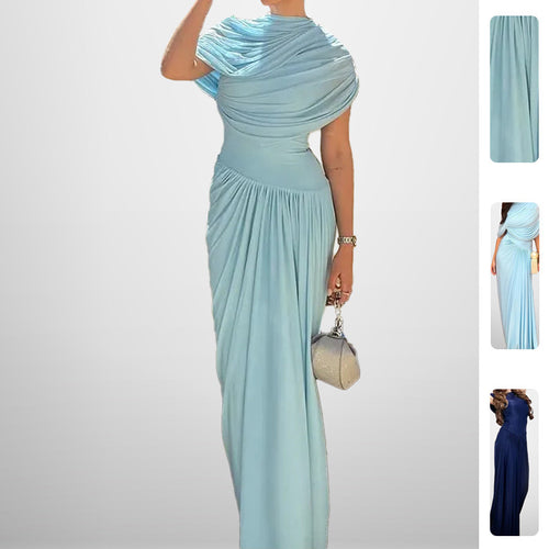 Robe Maxi Enveloppante Élégante pour Femmes avec Détails de Drapé Raffinés Levoire