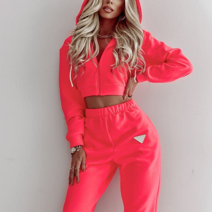 Levoire | Ensemble de sweat-shirt à manches longues avec poches confortables Fuchsia