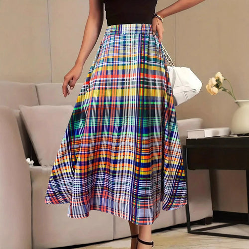 Jupe maxi pour femmes avec un motif à carreaux coloré et une coupe fluide Levoire