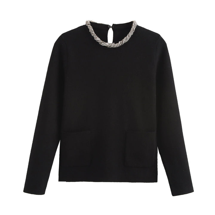 Levoire | Mode Pull en maille Haut Col Décor noir