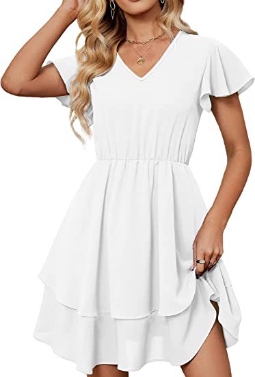 Robe décontractée femme avec jupe flottante et manches froncées Levoire