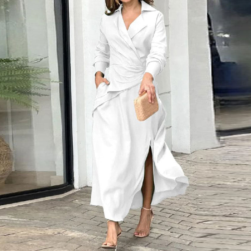 Robe élégante à enrouler pour femmes avec coupe cintrée et manches longues Levoire