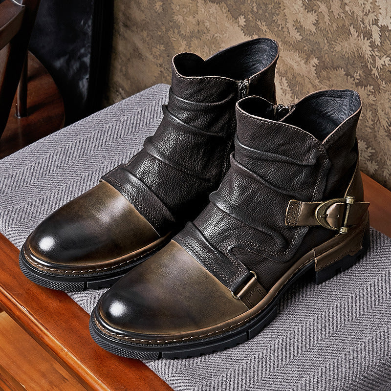 Levoire | Chaussures Zippées Confortables Avec Boucle Marron foncé