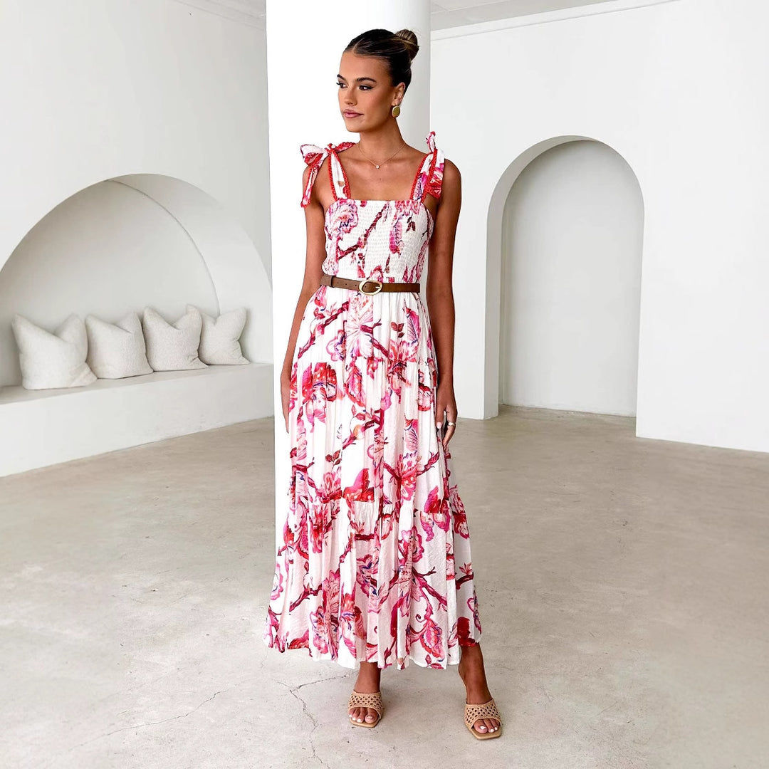 Robe maxi pour femme avec un design de volants ludique et un tissu fluide Levoire