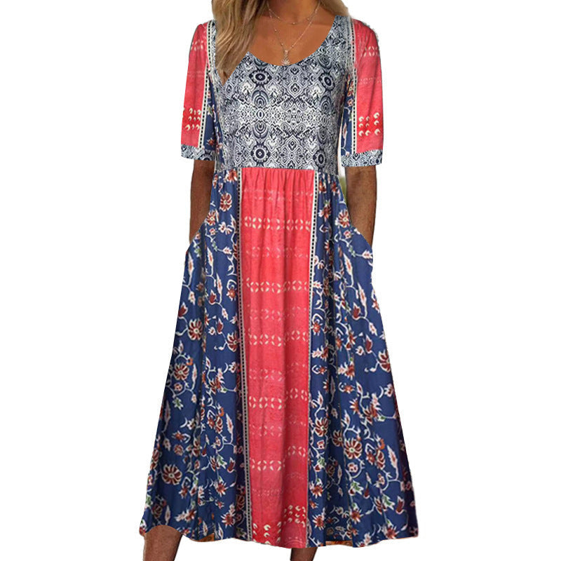 Levoire | Robe imprimée Col rond Robe à manches courtes