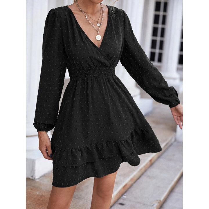 Levoire | Robe D'Été Midi Avec Volants Noir