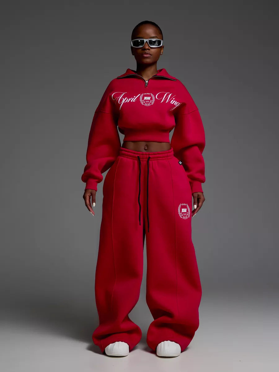 Levoire | Sweatshirt à imprimé tendance Set de pantalon en corde Rot