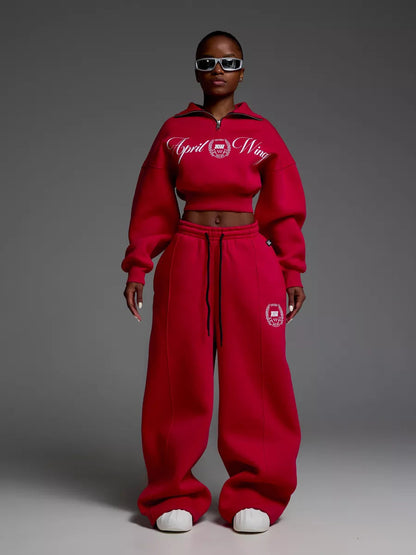 Levoire | Sweatshirt à imprimé tendance Set de pantalon en corde Rot