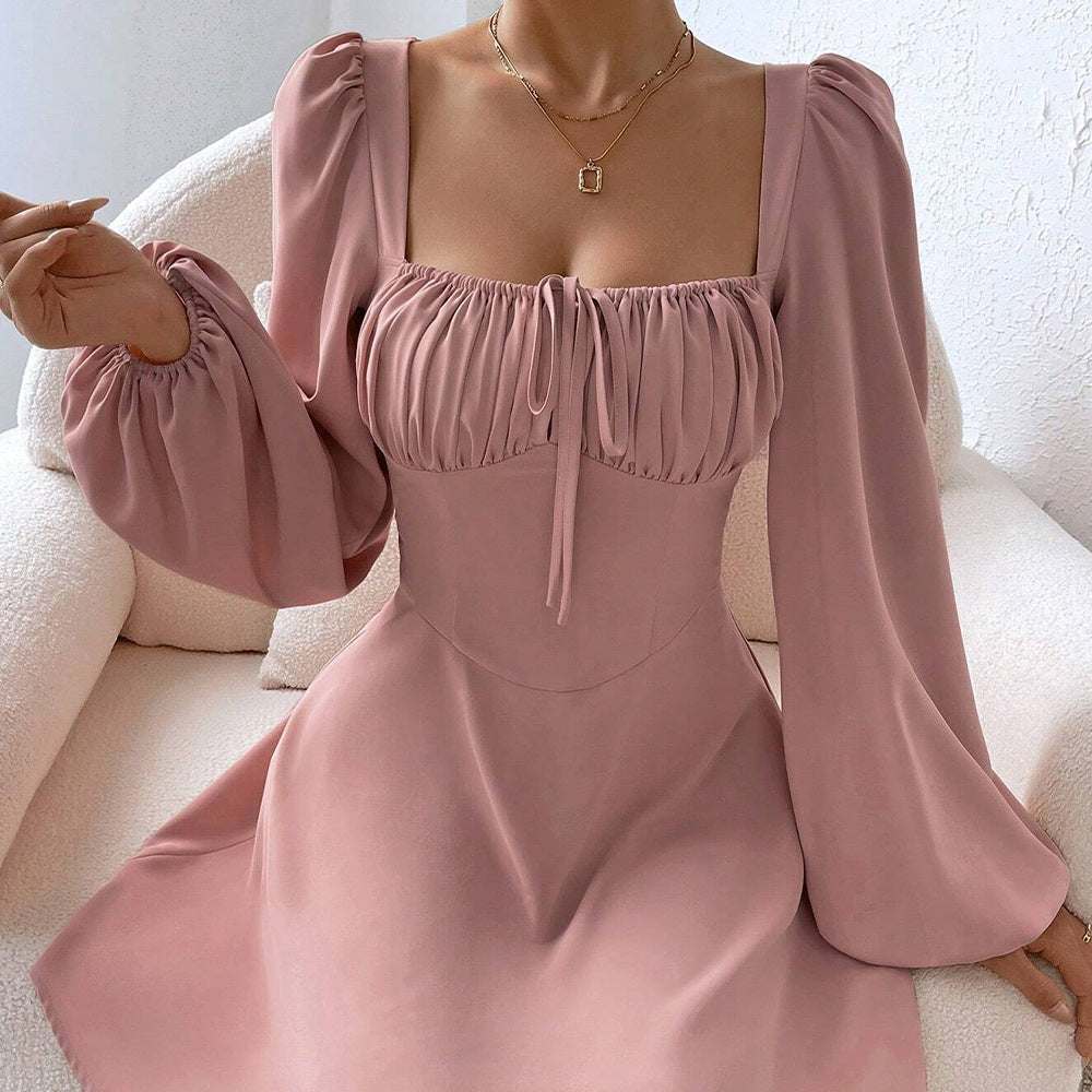 Levoire | Robe à volants Manches bouffantes Encolure carrée Jolie robe