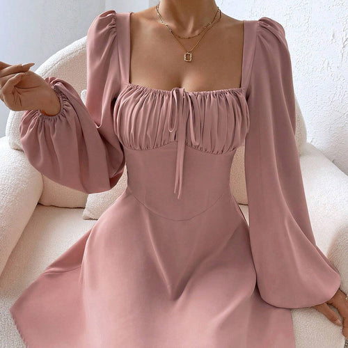 Levoire | Robe à volants Manches bouffantes Encolure carrée Jolie robe