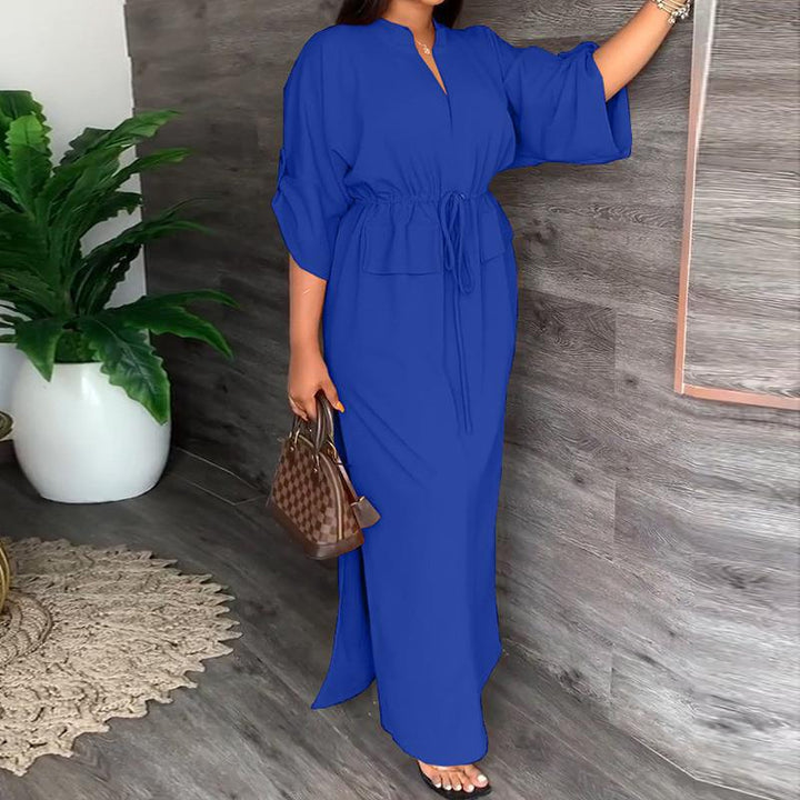 Robe maxi décontractée pour femmes avec ceinture et larges manches Levoire