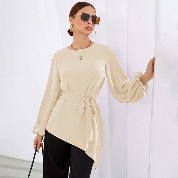 Blouse asymétrique pour femmes avec ceinture à la taille Levoire