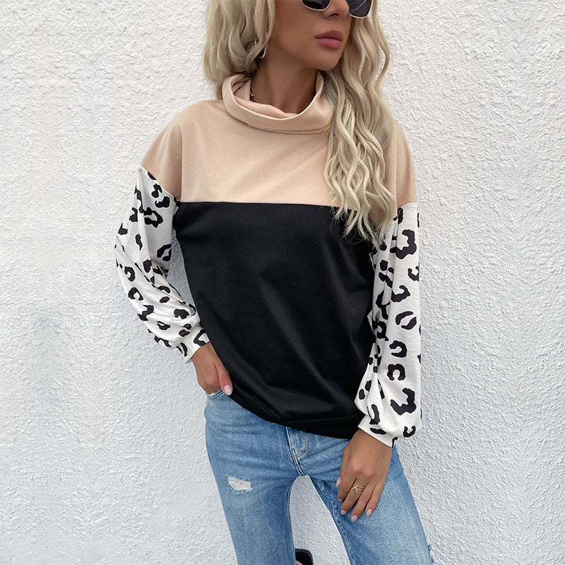 Sweat-shirt féminin à la mode avec imprimé animal et col montant Levoire