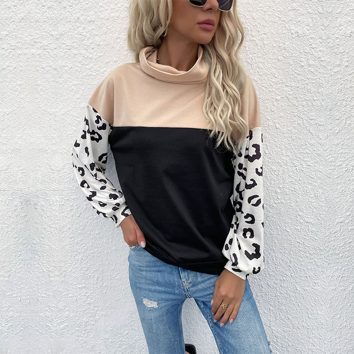 Sweat-shirt féminin à la mode avec imprimé animal et col montant Levoire