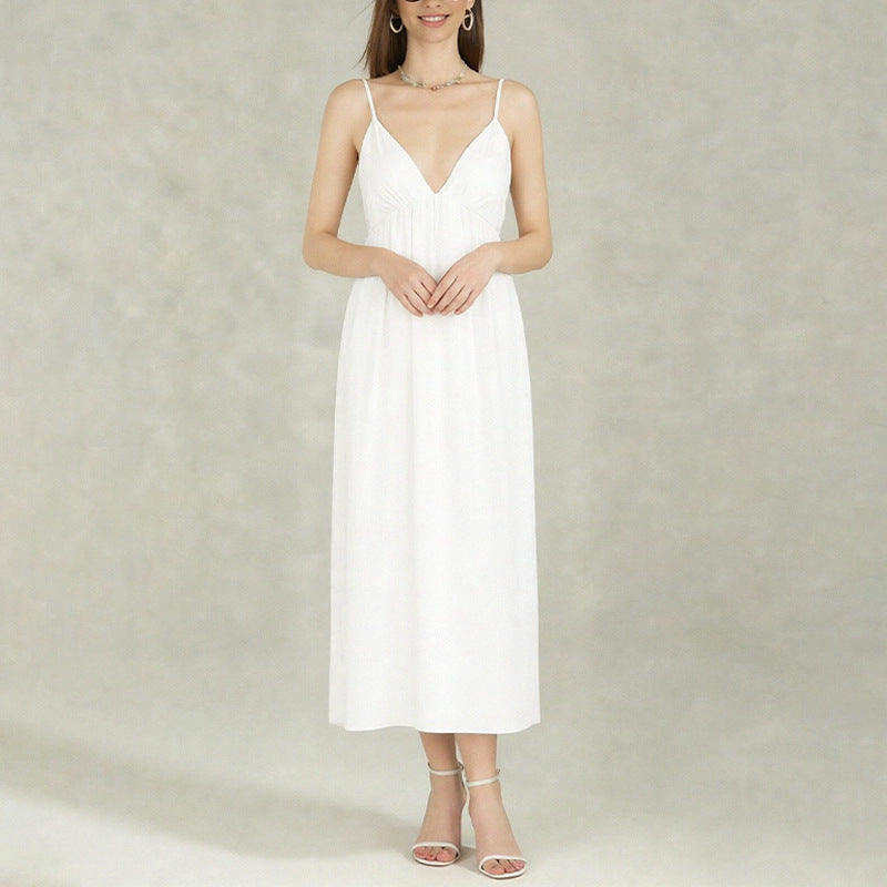 Robe maxi pour femme avec décolleté en V profond et jupe fluide Levoire