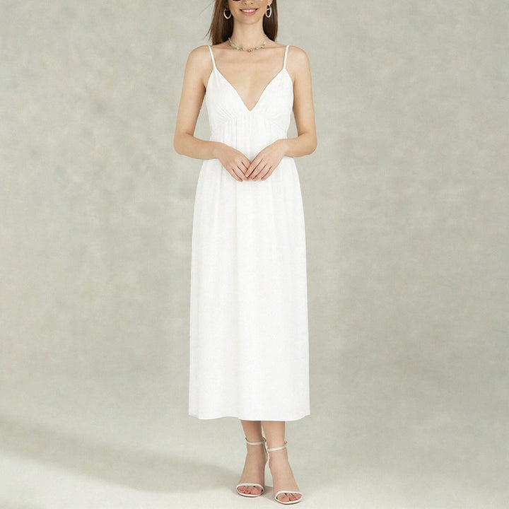 Robe maxi pour femme avec décolleté en V profond et jupe fluide Levoire