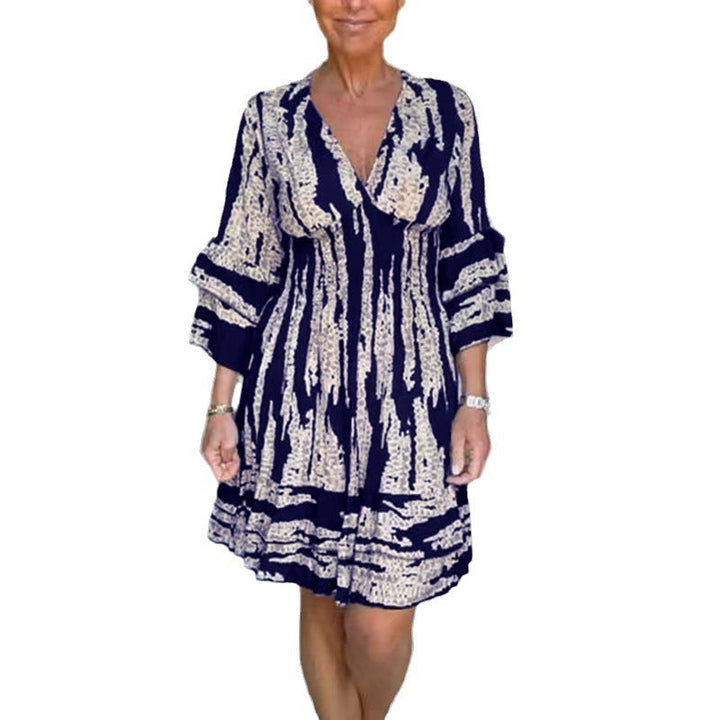 Levoire | Robe imprimée Manches trois-quarts Robe imprimée Bleu