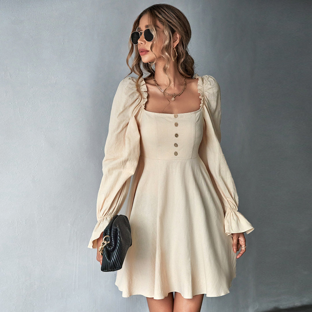Robe mini femme avec manches ballon et détails de boutons Levoire