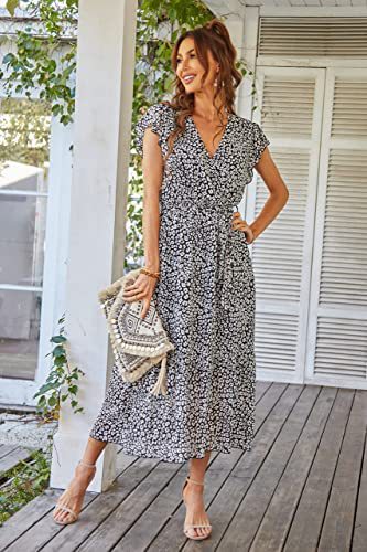 Robe maxi pour femmes avec décolleté en V profond et jupe évasée Levoire