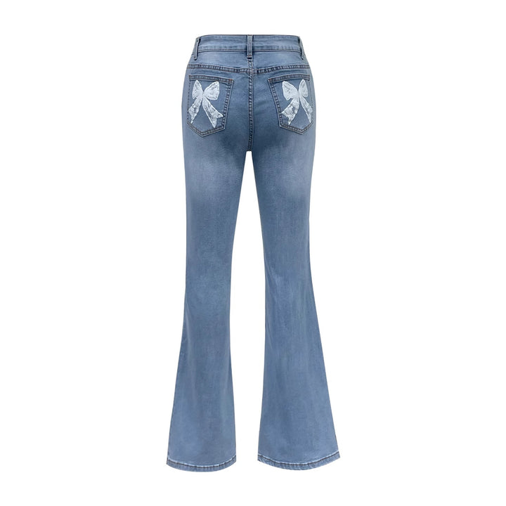 Jeans évasés pour femmes avec nœuds décoratifs Levoire