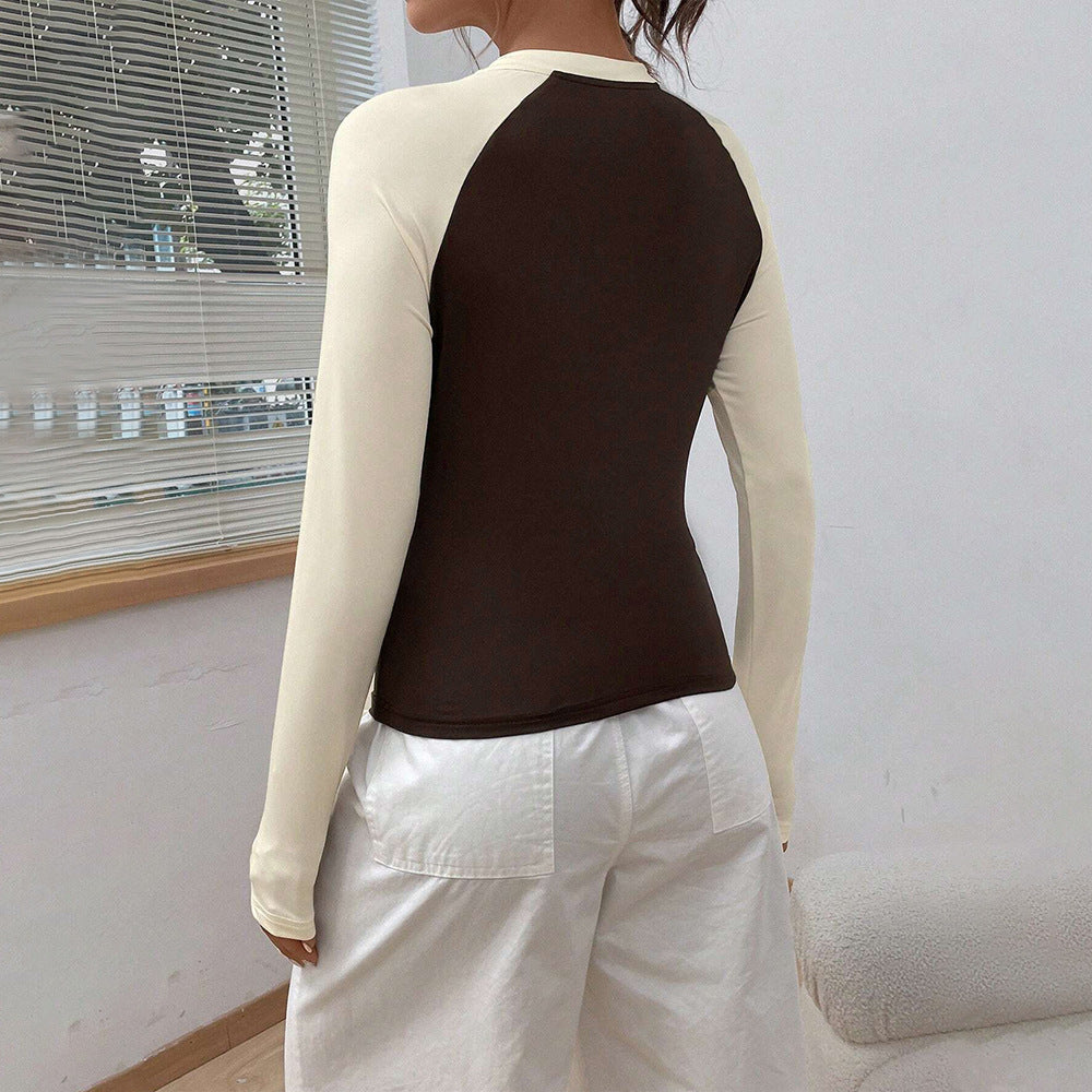 Chemisier à manches longues pour femmes avec un design raglan à la mode et une coupe ajustée Levoire