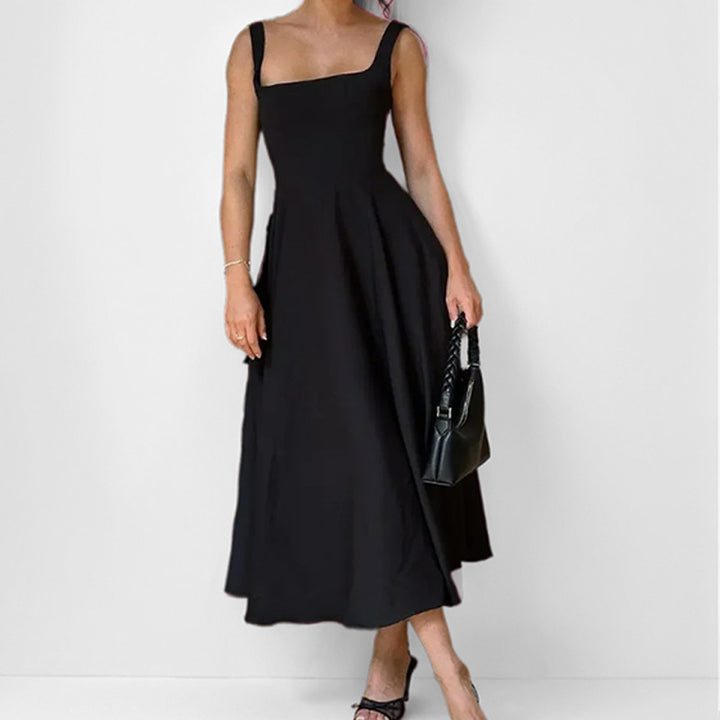 Robe Maxi Élégante pour Femmes avec Encolure Carrée et Jupe Flottante Levoire