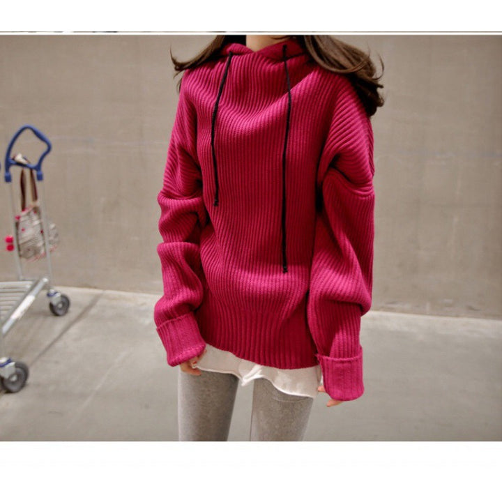 Femme Pull Tricot Oversize avec Capuche Levoire