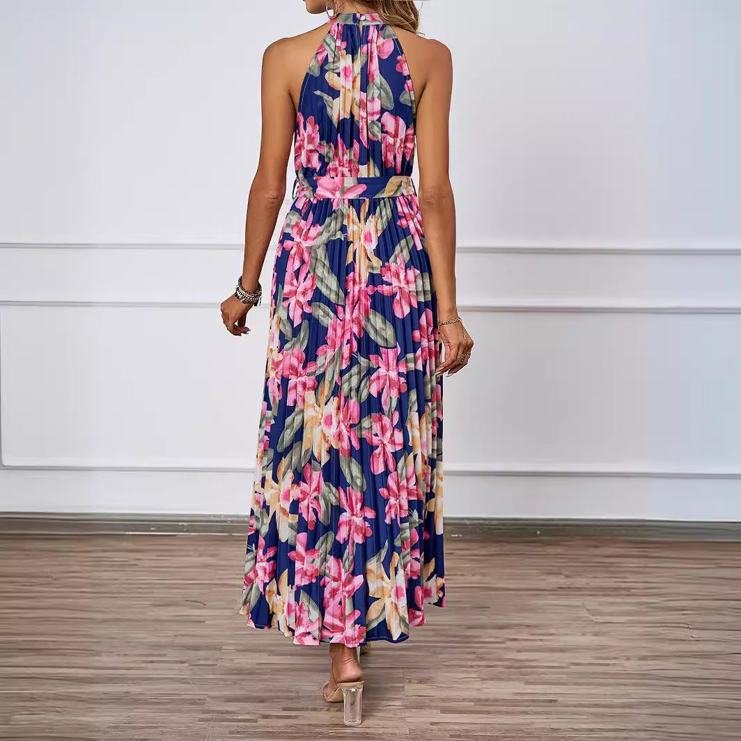 Robe maxi élégante pour femmes avec design floral et haut froncé Levoire