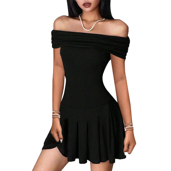 Robe Mini Femme Sans Épaules avec Détail Élégant en Enveloppement Levoire