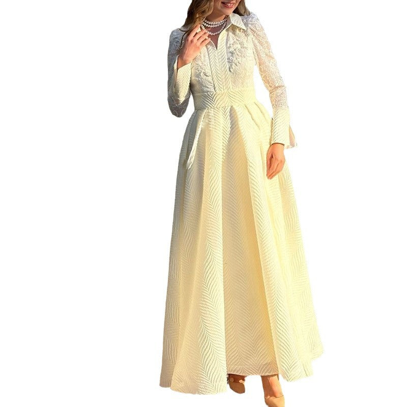 Levoire | Élégant Vintage Robe Longue à Manches Slim